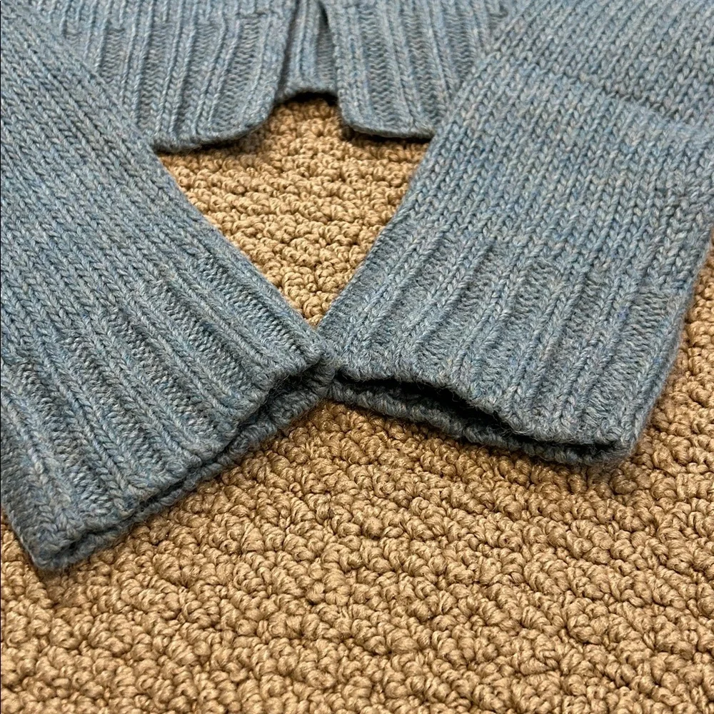 Vintage AEO Single Button Front Mock Neck Cropped Cardigan Large Green Blue Gray